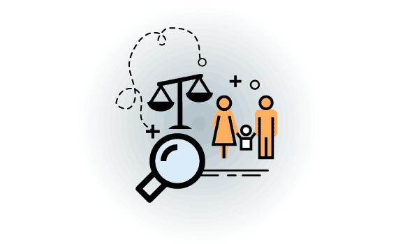 scale, magnifying glass, family